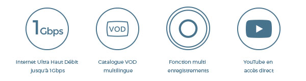 Ultra Haut débit, VOD multilingue, Multi enregistrements, Youtube en accès direct